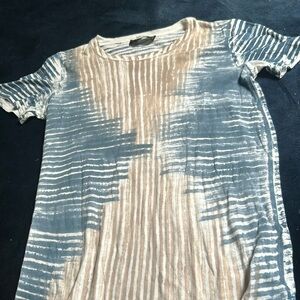 Cividini Blue Grey Striped 100% Cotton Tee Size 40